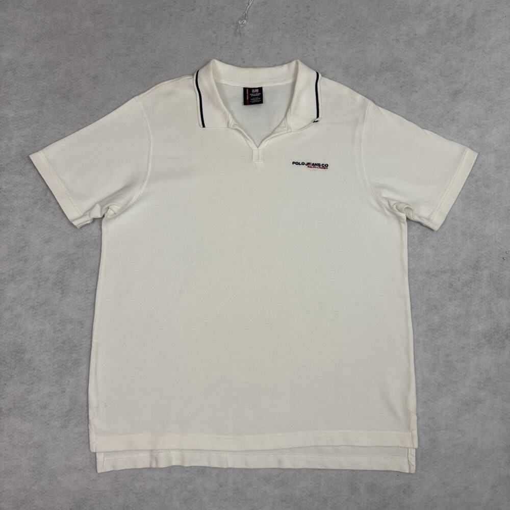 Polo Jeans Co By Ralph Lauren Polo Shirt Mens XL Cream Cotton Vintage Logo